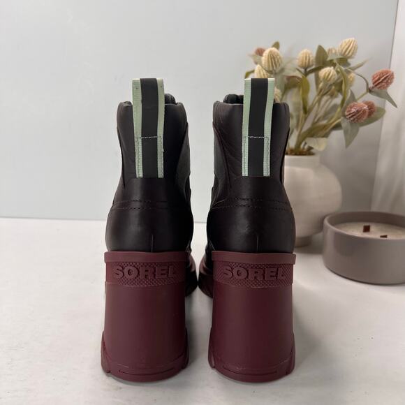 Sorel Brex Heel Lace Waterproof Boot Black/Maroon Women 7.5 Tried on - Picture 4 of 11
